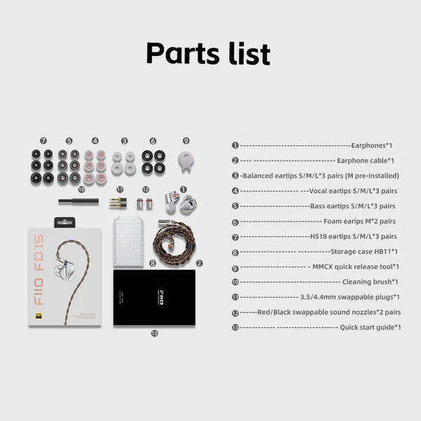 FiiO FD15, Dynamic Driver In-Ear Monitors: 13.8mm Magnalium DLC HiFi Earphones IEM (FD15)