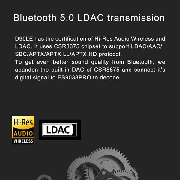 Topping D90LE, Digital-to-Analog Converter: Bluetooth 5.0 ES9038PRO DSD512 PCM 32bit/768kHz DAC (D90 LE)