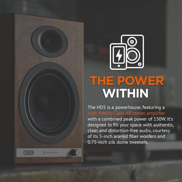 Audioengine HD5, Wireless Speakers: 150W Powered Bookshelf Speakers (HD 5)