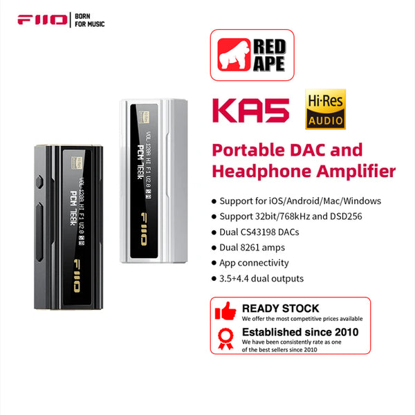 FiiO KA5, Portable Dongle DAC and Amplifier: with 3.5, 4.4 and Optical Outputs DAC/AMP (KA 5)