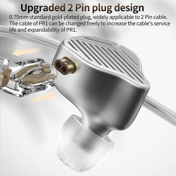 KZ PR1 Hifi Edition Planar Driver HiFi in-Ear Monitors IEM with Detachable 2pin Silver-Plated Cable