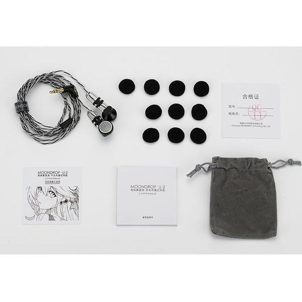 Moondrop U2, Flat-Head Wired Earbuds: 14.8mm Dynamic Driver Ear Buds with 3.5mm Standard Single-Ended Wired Earphones