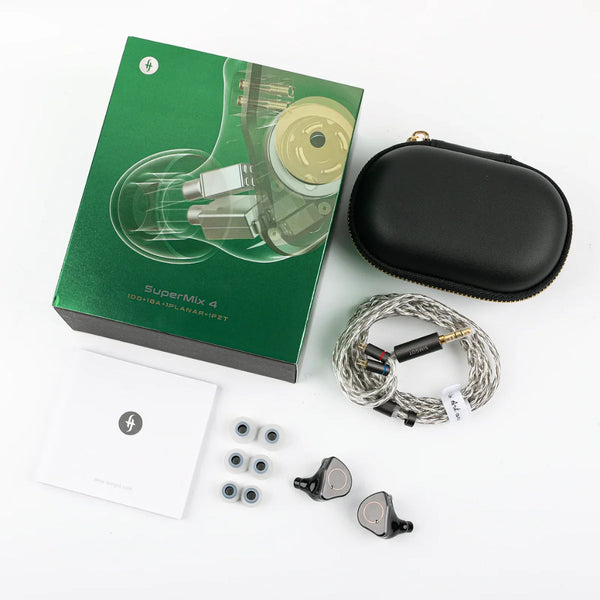 Simgot SuperMix 4, Hybrid In-Ear Monitors: 1DD + 1BA + 1 Planar + 1 PZT Earphones IEM (SuperMix 4)