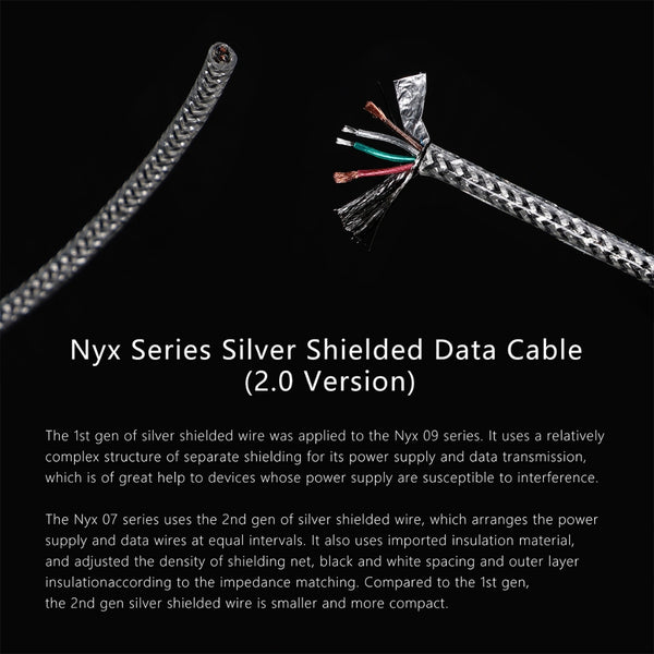 ddHifi TC07S, Type C to Type C OTG Data Cable: Nyx Silver Shielded USB Cable