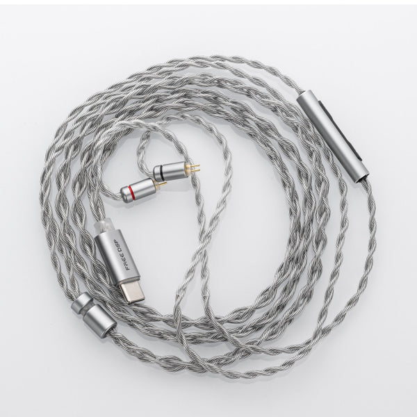 Moondrop Free DSP, Earphone Upgrade Cable with Microphone: 2-Pin DSP Type C Premium Silver Replacement Cable (Free DSP)