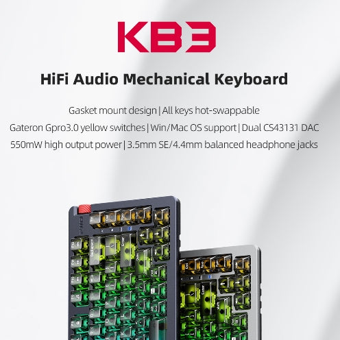 FiiO KB3, Mechanical Remote Keyboard with Amplifier: with Built-in Earphone Amplifier Keyboard (KB 3)