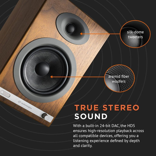 Audioengine HD5, Wireless Speakers: 150W Powered Bookshelf Speakers (HD 5)