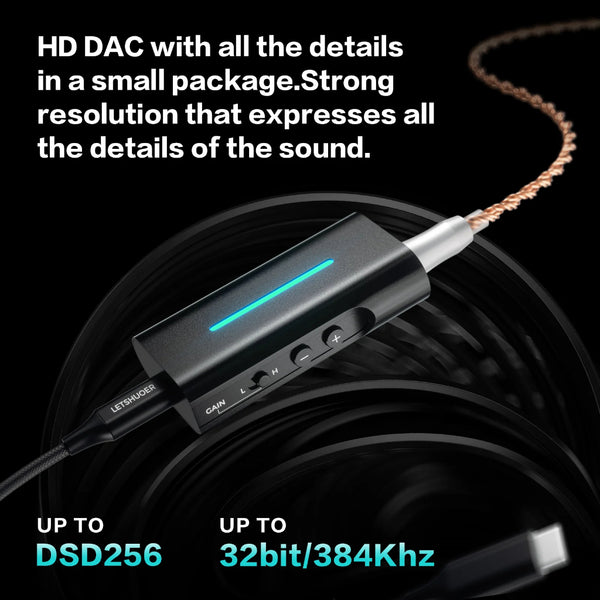 Letshuoer DT03, Portable DAC & Headphone Amplifier: High-Resolution Lossless DAC/AMP (DT 03)