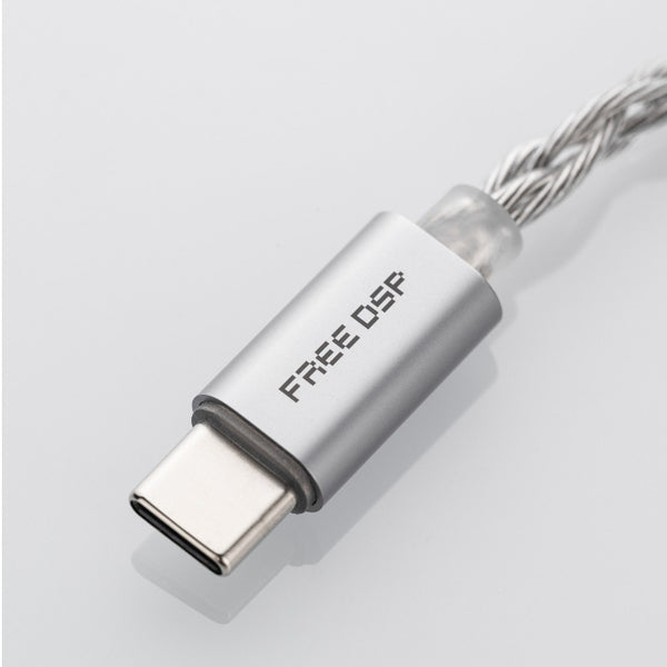 Moondrop Free DSP, Earphone Upgrade Cable with Microphone: 2-Pin DSP Type C Premium Silver Replacement Cable (Free DSP)