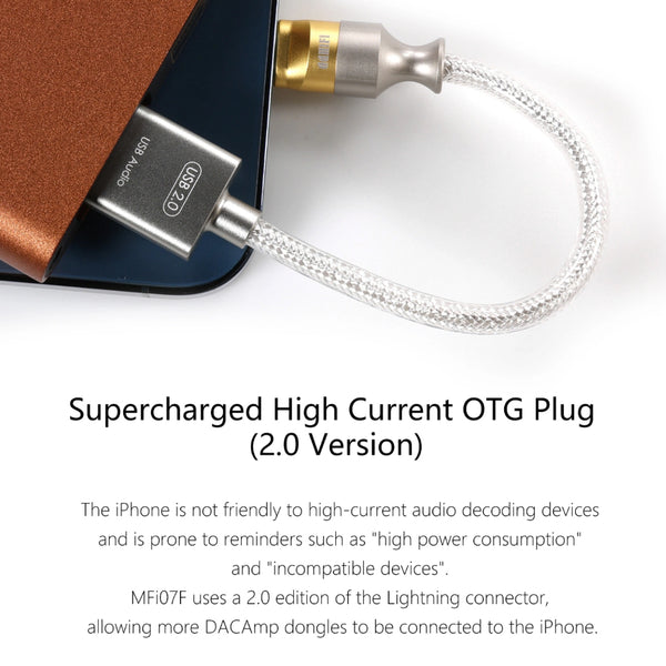 ddHifi TC07F or MFi07F, OTG Adapter Cable: 2.0 with Female USB A Decoding Cable (TC 07F, MFi 07F)