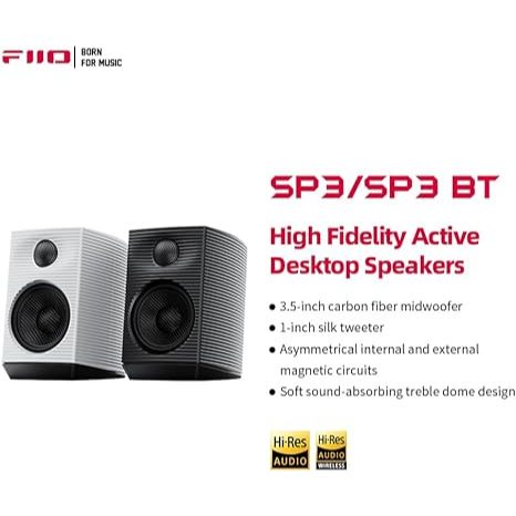 FiiO SP3BT, Desktop Monitor Speaker: with AUX Audio/RCA, 80W HiFi Stereo Bluetooth Computer Speakers (SP3BT)