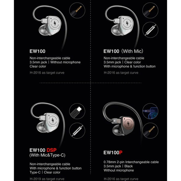 Simgot EW100 or EW100P, In-Ear Monitors: 10mm Dynamic Driver, Dual Cavity, with/without Microphone IEM (EW100, EW100P)