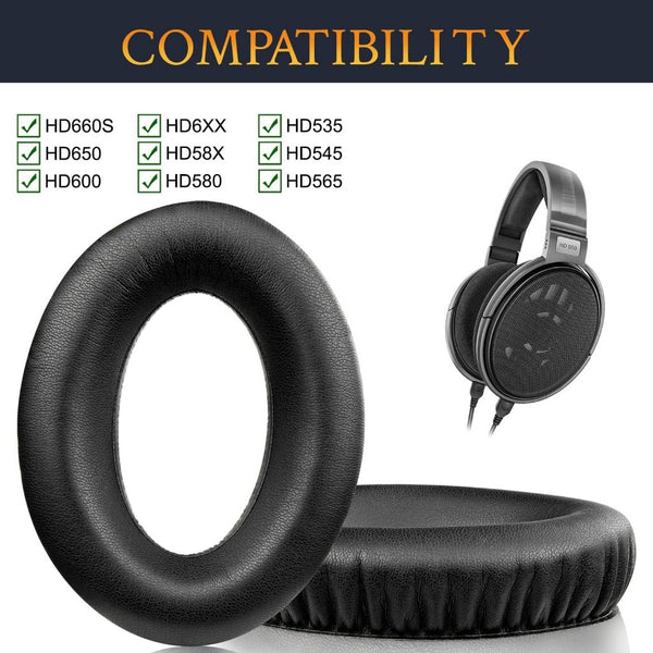 Sennheiser Leather, Headphone Replacement Earpads: for HD650, HD660S, HD600, HD6XX, HD58X (HD Series)