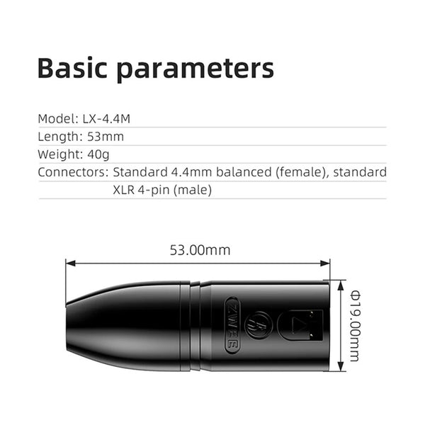 FiiO LX-4.4M, XLR 4 Pin to 4.4mm Adapter: Female to Male Adapter (LX-4.4M)