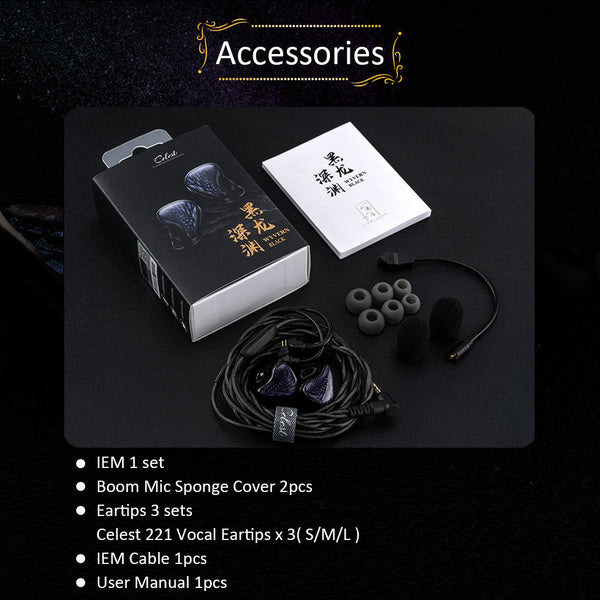 Kinera Celest Wyvern Black, In-Ear Monitors: 10mm LCP Dynamic Driver Earphones IEM (Abyss)