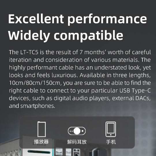 FiiO LT-TC5, Type C to Type C Audio Cable: Data and Charging Cable (80CM, LTTC5, LT TC5)