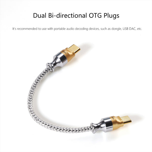 ddHifi TC07S, Type C to Type C OTG Data Cable: Nyx Silver Shielded USB Cable