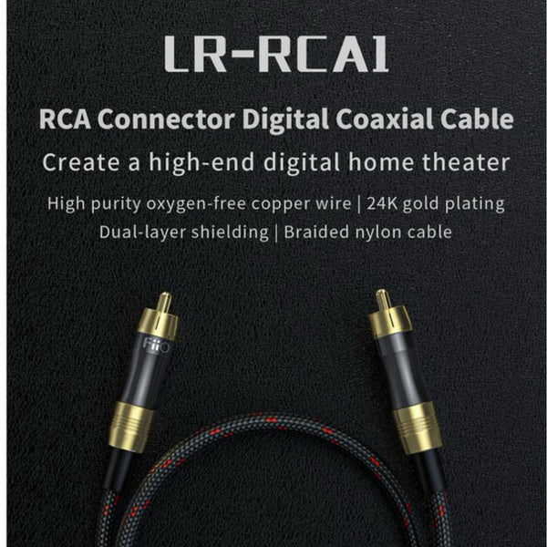 FiiO LR-RCA1, RCA Audio Cable (50CM): High Purity Copper Core Analog Audio Cable (LRRCA1)