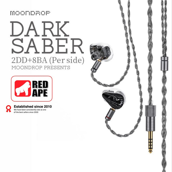 Moondrop Dark Saber, Hybrid In-Ear Monitors: 2DD+8BA HiFi Earphones IEM (Dark Saber)