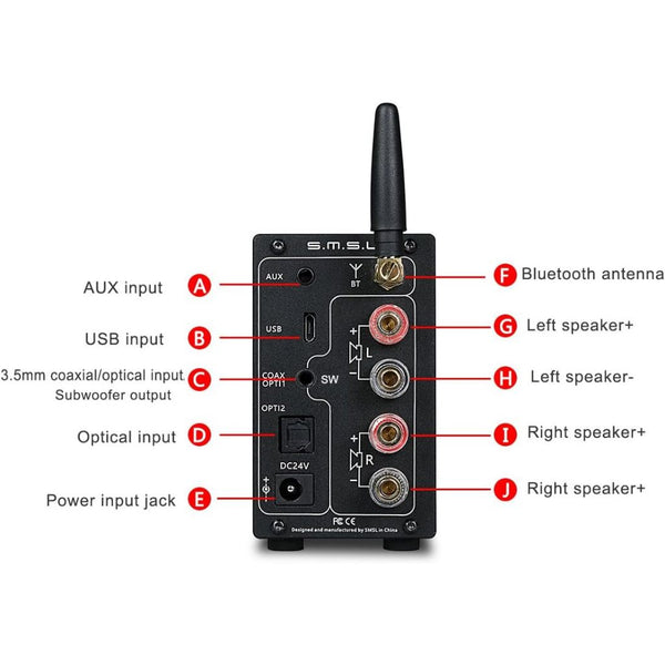 SMSL AD18, Multifunctional Bluetooth Digital Amplifier: Power Amplifier/Preamp/DAC/AMP (AD 18)