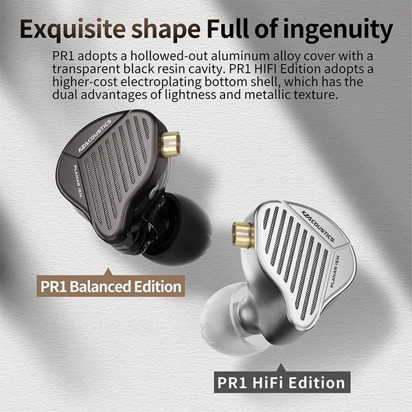 KZ PR1 Hifi Edition Planar Driver HiFi in-Ear Monitors IEM with Detachable 2pin Silver-Plated Cable