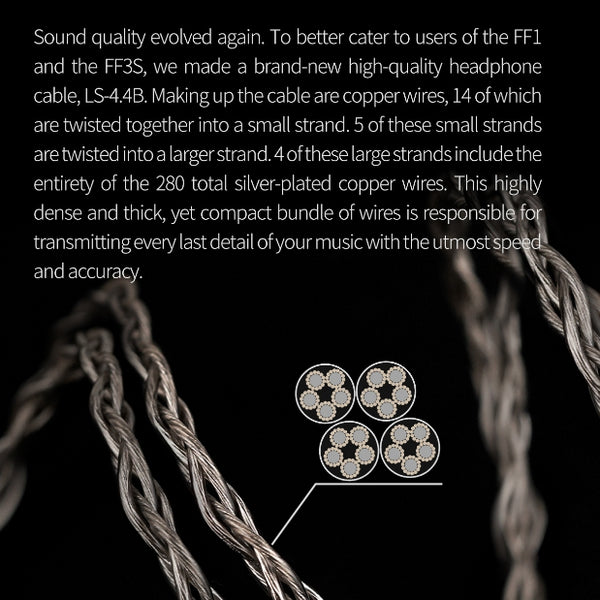 FiiO LS-4.4B, In-Ear Monitors Upgrade Cable: 2-Pin 0.78 Balanced 4.4MM Dual Pin Replacement Cable (LS4.4B, LS 4.4B)