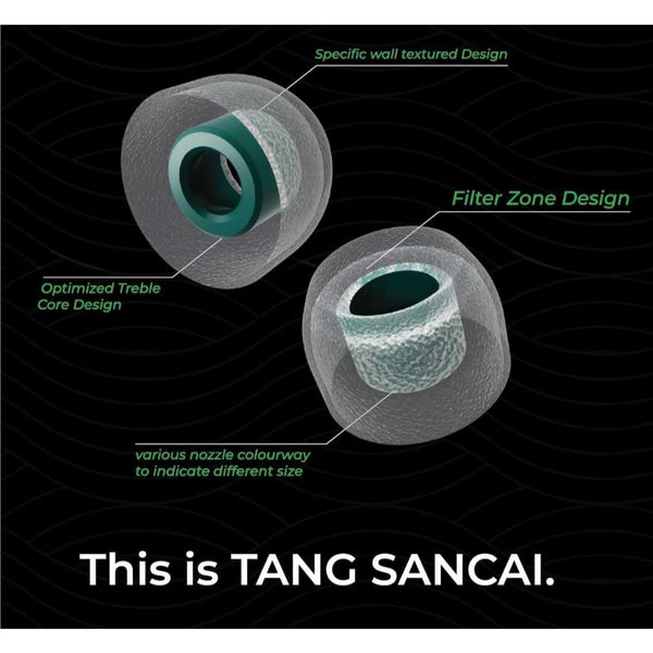 Tangzu Tang Sancai, Silicone Replacement Eartips (Wide Bore Version, 3 Pairs): for In-Ear Monitors (Tang San Cai)