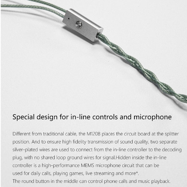 ddHifi M120B, 2 Pin or MMCX Upgrade Cable: All-in-One Earphone Microphone Cables (M120 B)