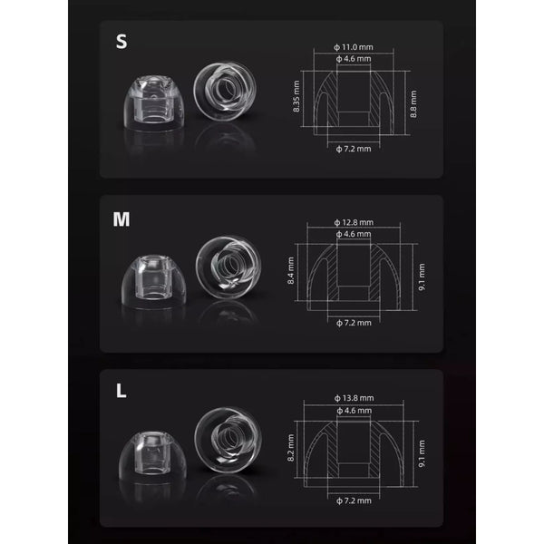 FiiO HS20, Liquid Silicone Ear Tips (3 Pairs): Replacement Eartip Pack (HS20)