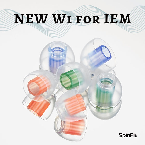 SpinFit W1, Silicone Replacement Ear Tips (1 Pair): Double W-Shaped Tube Core Patented Ear Tips (W 1)