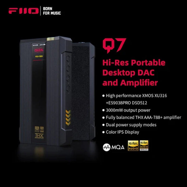 FiiO Q7, Portable DAC and Headphone Amplifier: Bluetooth 5.0, THX AAA 788+, Balanced 4.4mm, MQA DAC/AMP (Q 7)