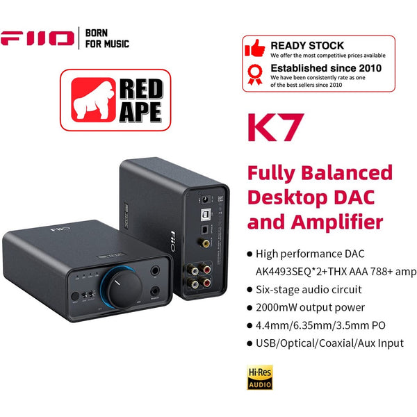 FiiO K7 or FiiO K7BT, Desktop DAC and Amplifier: with THX AAA, LDAC/aptX Adaptive DAC/AMP (K 7, K7 BT)