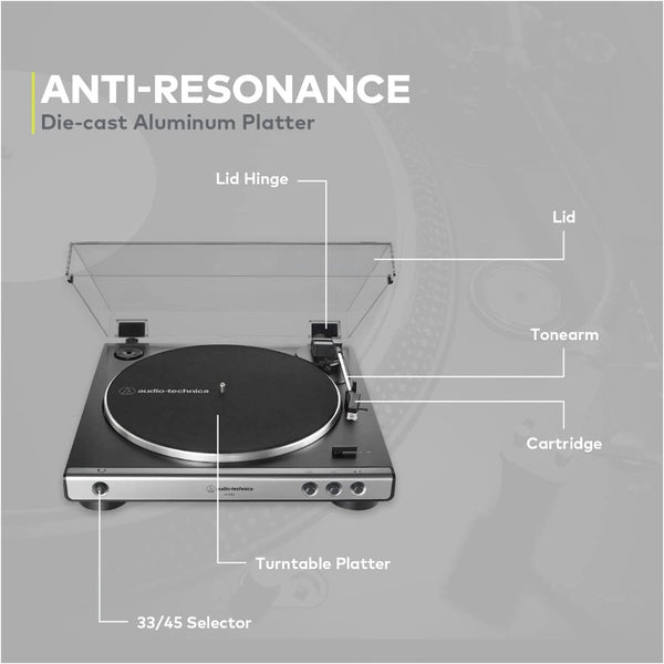 Audio Technica AT-LP60X, Fully Automatic Turntable: 2-Speed Belt-Drive with Dust Cover Stereo Turntable (ATLP60X)