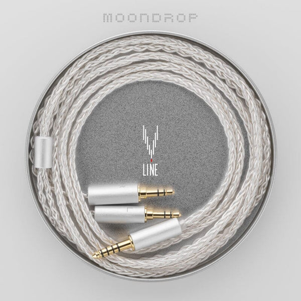 Moondrop Line V 6N, In-Ear Monitors Upgrade Cable: Single Crystal Copper Silver-Plated Litz 4.4mm Replacement Cable