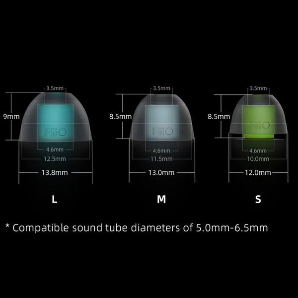 FiiO HS18, Silicone Replacement Eartips: Medical Grade Earbuds (SML Sizes*2 Pairs) Ear Tips (HS18)