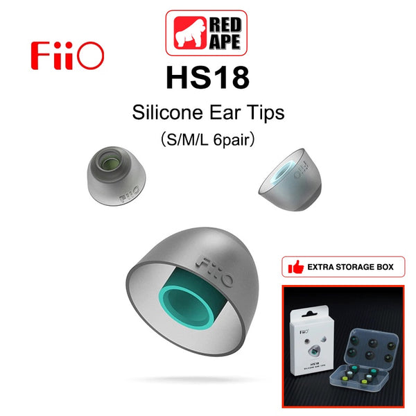 FiiO HS18, Silicone Replacement Eartips: Medical Grade Earbuds (SML Sizes*2 Pairs) Ear Tips (HS18)