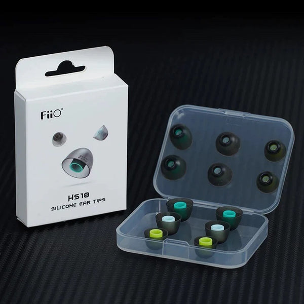 FiiO HS18, Silicone Replacement Eartips: Medical Grade Earbuds (SML Sizes*2 Pairs) Ear Tips (HS18)