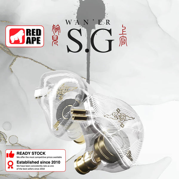 Tangzu Wan er S.G, In-Ear Monitors: Detachable 2Pin OFC, 10mm Dynamic Driver, PET Diaphragm Earphones IEM (Wan er S.G)