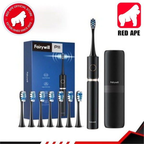 Fairywill P11, Ultrasonic Electric Toothbrush: with 8 Replacement Heads and Travel Case Electric Toothbrush (P 11)