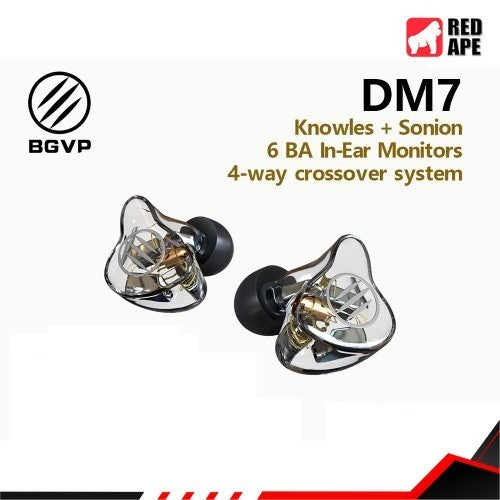 BGVP DM7, In-Ear Monitors: 6 Balanced Armature Drivers, 3D Printed Resin Cavity, 8-Core Cable IEM (DM 7)