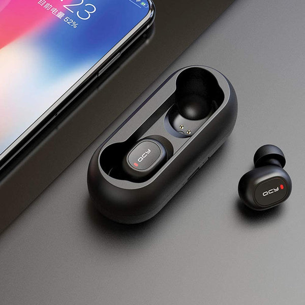 QCY T1C Bluetooth 5.0 True Wireless Headphones Deep Bass Earbuds Binaural Call for Android and iPhone