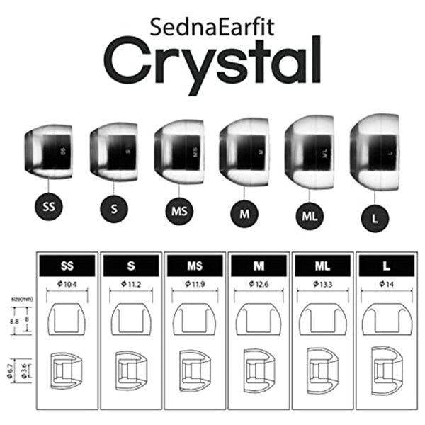 Azla SednaEarfit Crystal, LSR Replacement Eartips (2 Pairs): for In-Ear Monitors Earphone IEM