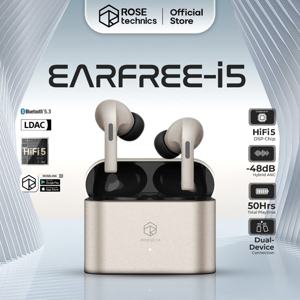 Roseselsa (Rose Technics) Earfree i5, True Wireless Earbuds: with Active Noise Cancellation & App Support TWS