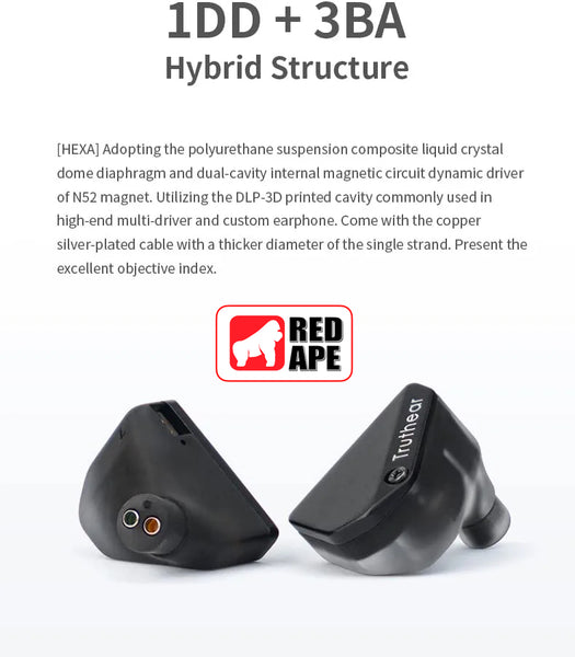Truthear Hexa 1DD+3BA Hybird Earphones with 0.78 2Pin Cable Earbuds